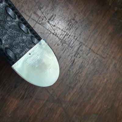 Kenny Rogers Shrunken Grain Black Belt with Sterling Silver Tip