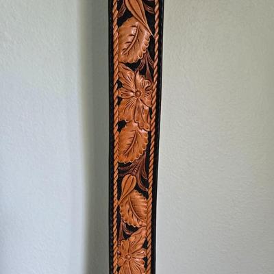 Brown Leather Tooled Belt size 36