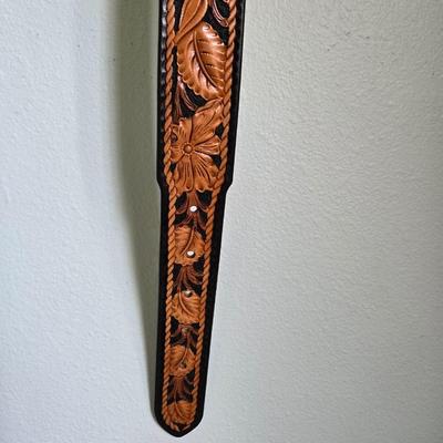 Brown Leather Tooled Belt size 36