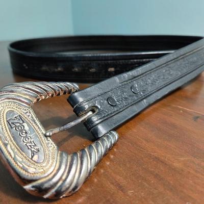 Nocona Black Leather Belt with a Zooza Buckle
