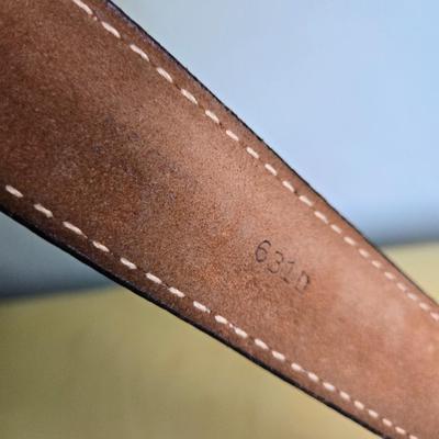 Brown Leather Tooled Belt with Sterling Silver Tip