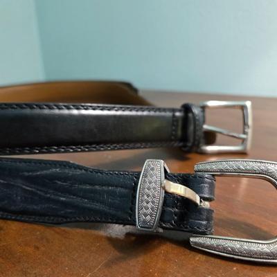 2 Black Leather Belts