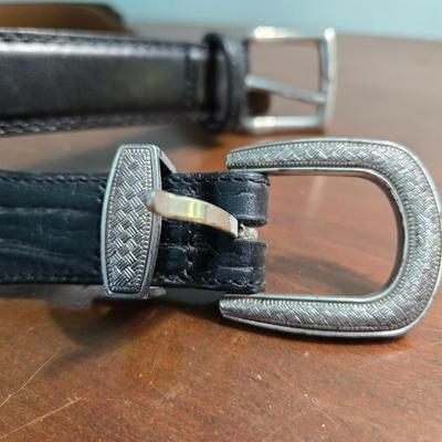 2 Black Leather Belts