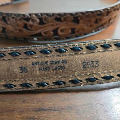 Brown and Gray Leather Belts