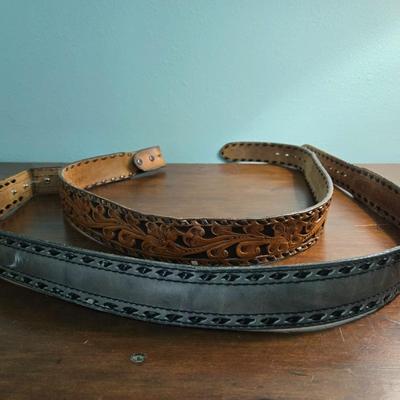 Brown and Gray Leather Belts