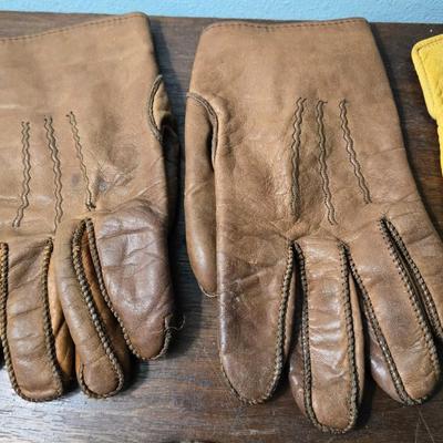 (2) Pairs of Leather Work Gloves and (1) Pair of Wool Liners