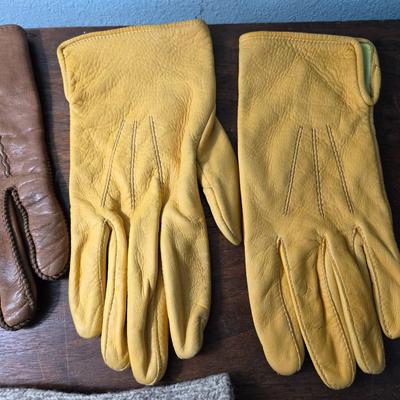 (2) Pairs of Leather Work Gloves and (1) Pair of Wool Liners