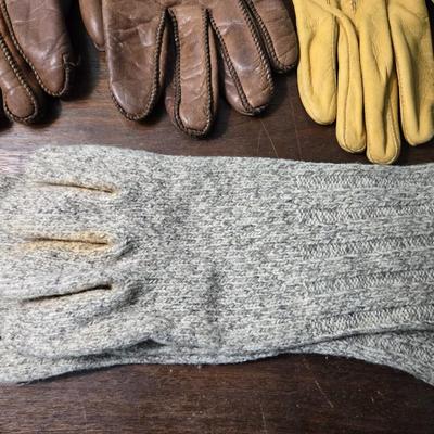 (2) Pairs of Leather Work Gloves and (1) Pair of Wool Liners