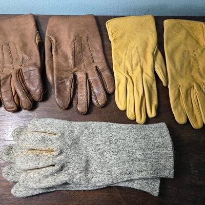 (2) Pairs of Leather Work Gloves and (1) Pair of Wool Liners