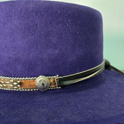 Purple 5x Beaver Ladies Hat with Feather Band