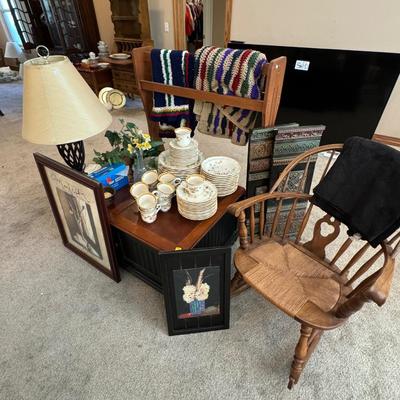 CHINA, ROCKING CHAIR, TABLE LOT