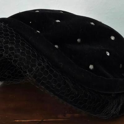 Vintage Black Velvet Hat