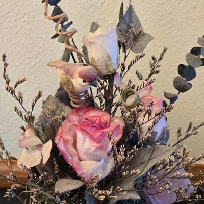 Faux Floral in Small Decorative Metal Cart