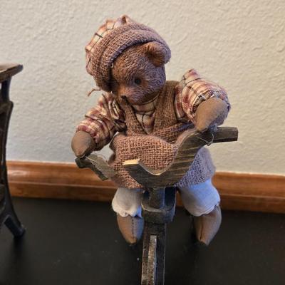 Resin School Desk and Biking Bear Deco