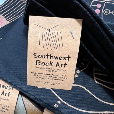 Southwest Rock Art Set Lot - NWT Napkins, Hand Painted Placemats, Ceramic Plate