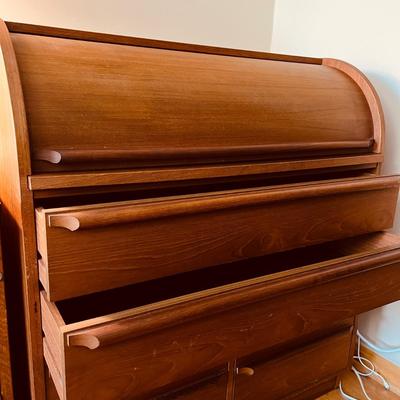 MCM Danish Teak Roll Top Desk