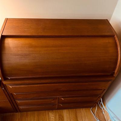 MCM Danish Teak Roll Top Desk