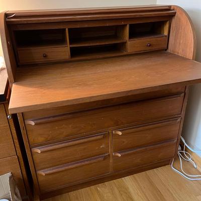 MCM Danish Teak Roll Top Desk