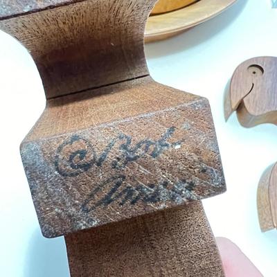 Vintage MCM Decorative Wood Lot - Figurines, Art, Candle Holders