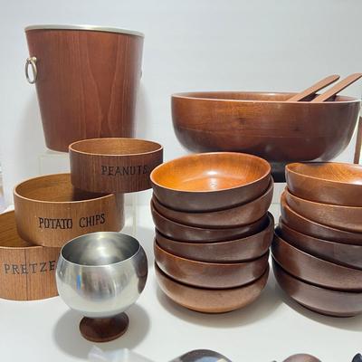 MCM Teak Lot - Sewex Sweden Ice Bucket, Snack Bowls, Salad Serving Set