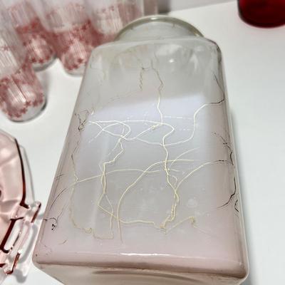 Vintage Pink Glass Lot - Cups, Serving Ware, Vase