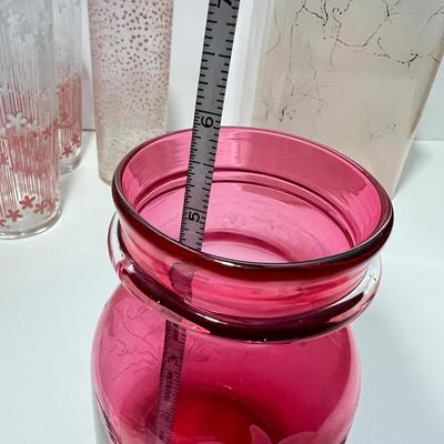Vintage Pink Glass Lot - Cups, Serving Ware, Vase