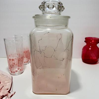 Vintage Pink Glass Lot - Cups, Serving Ware, Vase