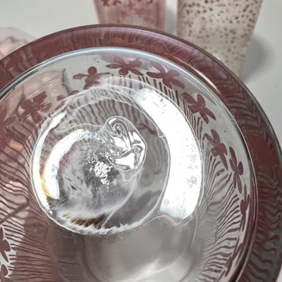Vintage Pink Glass Lot - Cups, Serving Ware, Vase