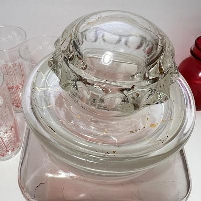 Vintage Pink Glass Lot - Cups, Serving Ware, Vase
