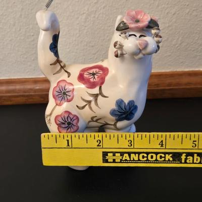 Porcelain Painted Cat Deco
