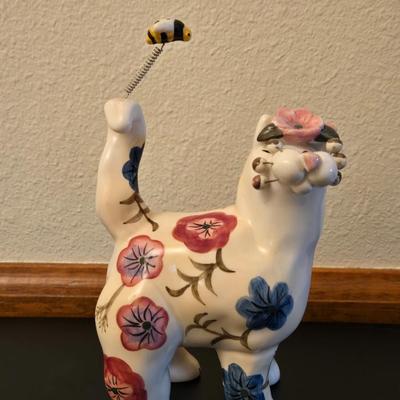Porcelain Painted Cat Deco