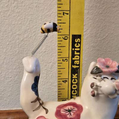 Porcelain Painted Cat Deco