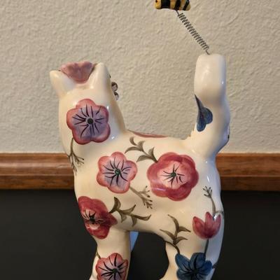 Porcelain Painted Cat Deco