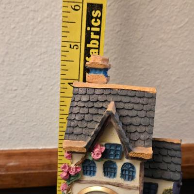Resin House with Clock Deco
