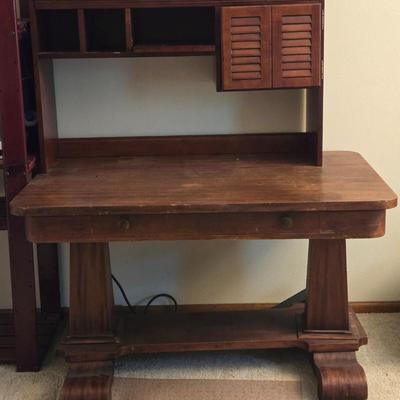 Antique Library Desk with Add On Remove Top