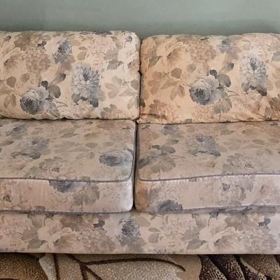 Floral with Plaid Trim Couch & Pillows