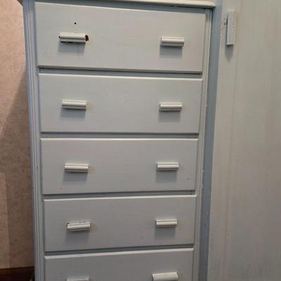 Antique Wood Dresser with Mirror and Pull Out Hanger