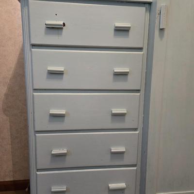 Antique Wood Dresser with Mirror and Pull Out Hanger