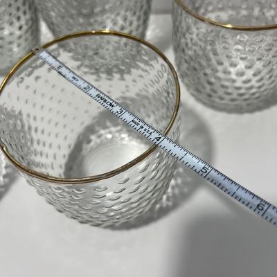 Lot of 6 Pebbled Gold Rim Votive Holders Cups 7”, 4”