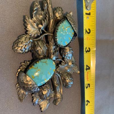 Large Vintage Turquoise Belt Buckle