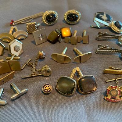 Vintage Cuff Links Tie Tacks Lapel Pins Lot