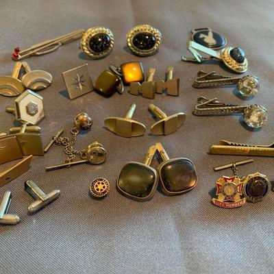 Vintage Cuff Links Tie Tacks Lapel Pins Lot