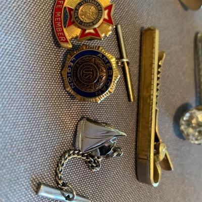 Vintage Cuff Links Tie Tacks Lapel Pins Lot