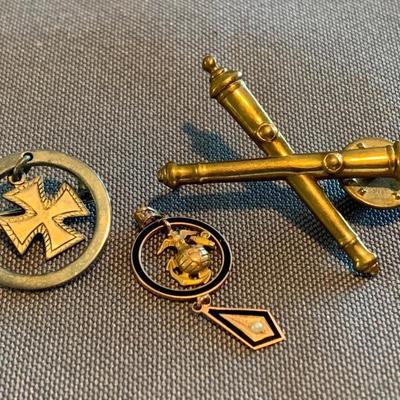 Military Pins Lot - Sterling & 10k Gold