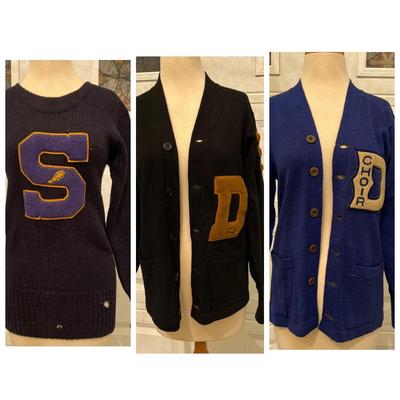 Lot of 3 Vintage School Letter Sweaters
