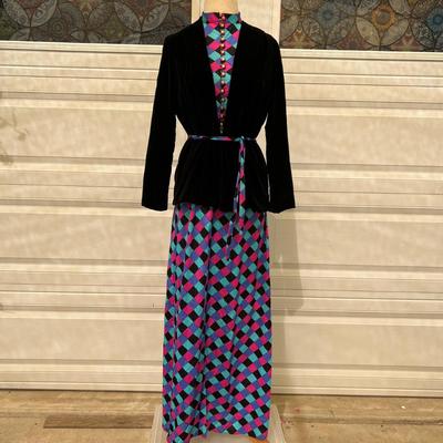 Antique Blazer w Vintage Maxi Dress Sz S