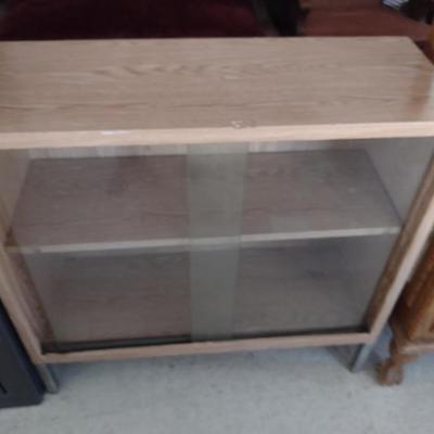 Vintage Metal Display/Storage Case with Sliding Glass Doors
