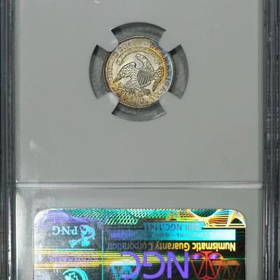 1833 NGC MS67 STAR Bust Half Dime, lustrous superb original high-end color coin