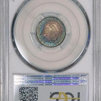 1832 PCGS MS65 PQ Capped Bust Dime, super originally toned eye appealing gem bea