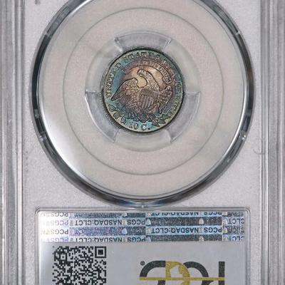 1832 PCGS MS65 PQ Capped Bust Dime, super originally toned eye appealing gem bea